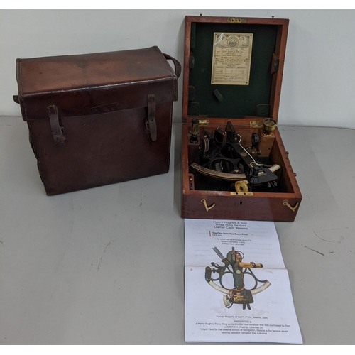 225 - A British WWII 'Husun' sextant by Henry Hughes and Son Ltd, London serial number 34795, possibly use... 