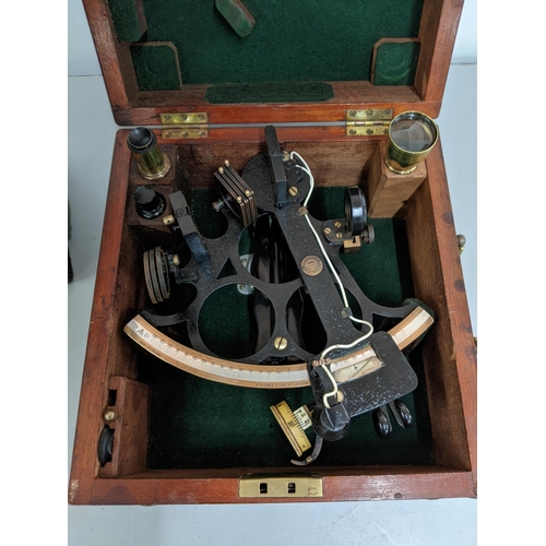 225 - A British WWII 'Husun' sextant by Henry Hughes and Son Ltd, London serial number 34795, possibly use... 