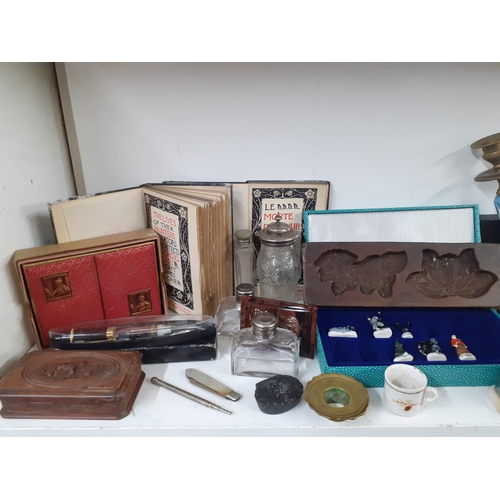 273 - Collectables to include a mid 20th century Barclay chrome table lighter A/F, an Oriental treen bakin... 