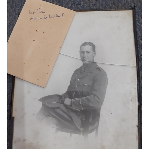 274 - Mixed photographs, drawings and ephemera to include a WWI soldier's photograph, written Uncle Tom, d... 