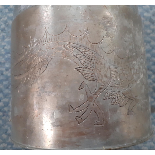 275 - A Chinese Chang Sea pewter tea caddy engraved with a four toed dragon, together with a R.J. Murphy '... 