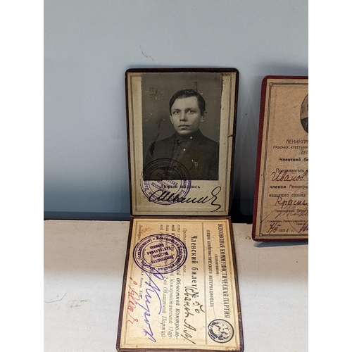 293 - A group of Soviet 1929-1949 Leningrad Council and other ID cards to include Leningrad Council of Wor... 