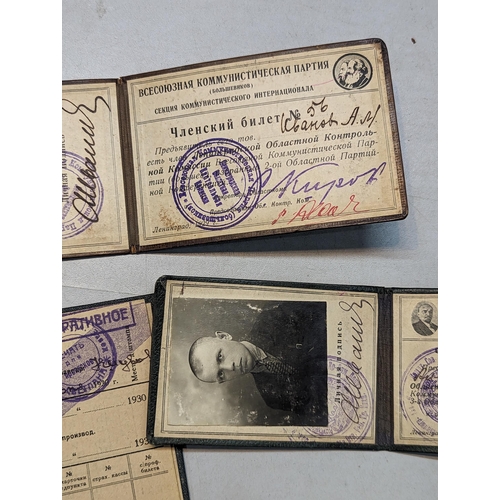 293 - A group of Soviet 1929-1949 Leningrad Council and other ID cards to include Leningrad Council of Wor... 