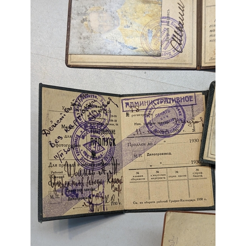 293 - A group of Soviet 1929-1949 Leningrad Council and other ID cards to include Leningrad Council of Wor... 