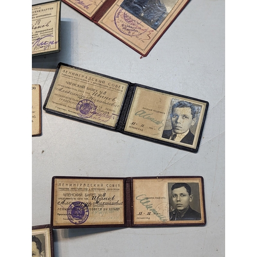 293 - A group of Soviet 1929-1949 Leningrad Council and other ID cards to include Leningrad Council of Wor... 