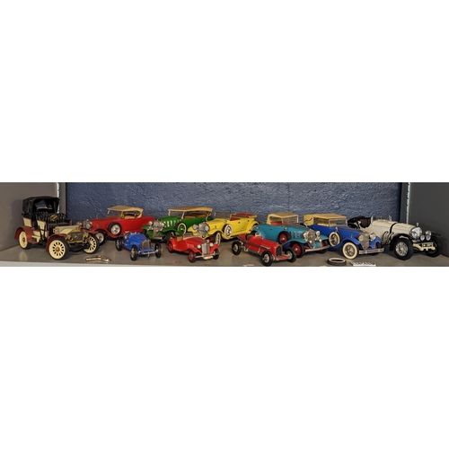 309 - A collection of metal scratch built model cars to include Mercedes, together with a Schuco Mercedes ... 