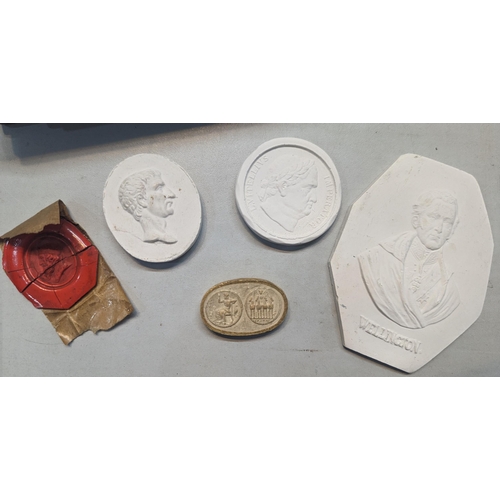 323 - A group of seals to include plaster examples depicting Julius Caesar, Vitellius and a large one of W... 