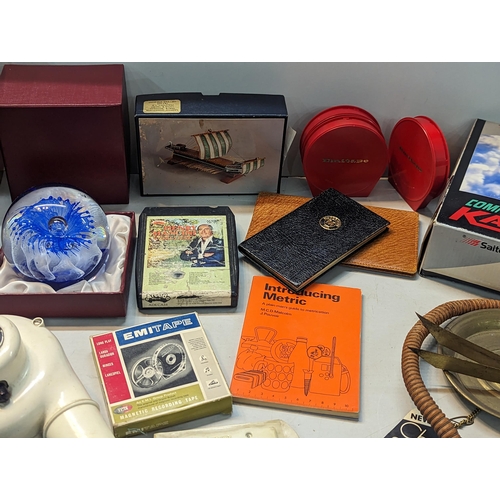 327 - A mixed lot to include a boxed Polaroid camera, electronic chess set, vintage games, model Carthagin... 