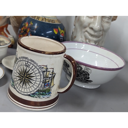 37 - A mixed lot of 19th century and later ceramics to include a Doulton Lambeth 1887 Jubilee jug, charac... 