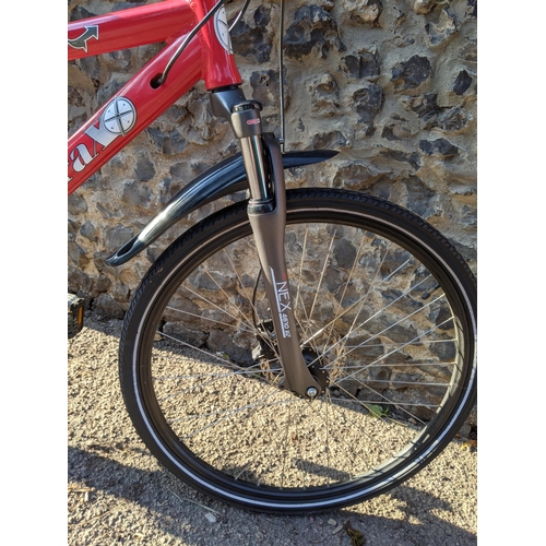 9 - An Explorer Ventura X gents electric bicycle in red and black colourway with charger A/F, battery no... 