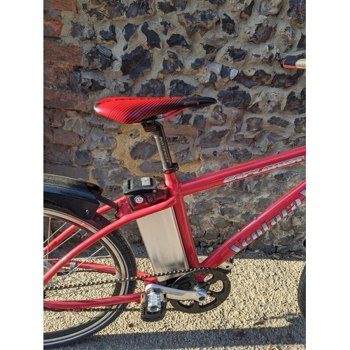 9 - An Explorer Ventura X gents electric bicycle in red and black colourway with charger A/F, battery no... 