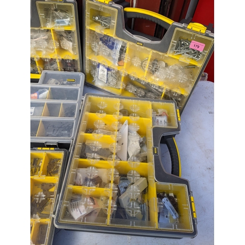 179 - Seven Stanley Tool Organiser Storage cases containing screw nails, wall plugs and other items Locati... 