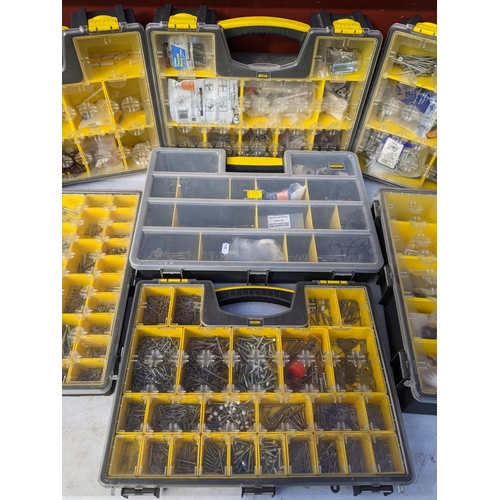 179 - Seven Stanley Tool Organiser Storage cases containing screw nails, wall plugs and other items Locati... 