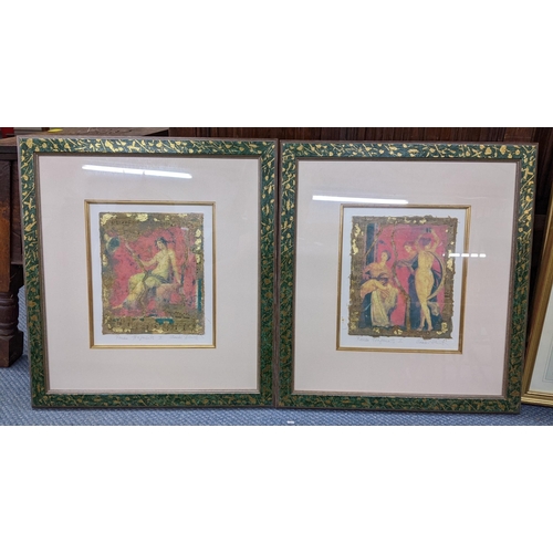 21 - Annabel Hewitt - Two mixed media pictures entitled Roman Fragments 24cm x 20.5cm framed Location: BW... 