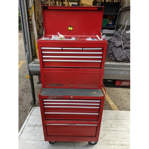 241 - A large Stack-On Professional Series tool chest containing mixed tools to include snap-on spanners, ... 