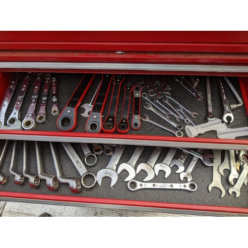 241 - A large Stack-On Professional Series tool chest containing mixed tools to include snap-on spanners, ... 