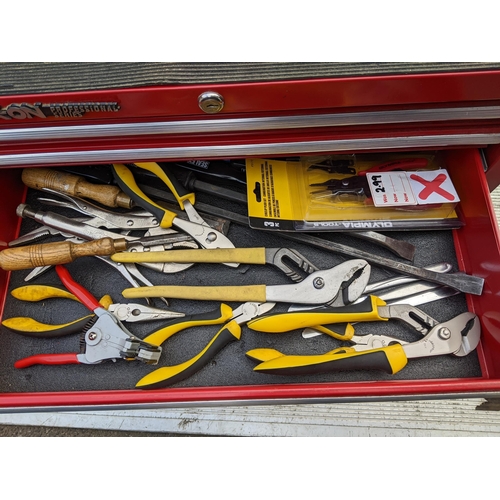 241 - A large Stack-On Professional Series tool chest containing mixed tools to include snap-on spanners, ... 