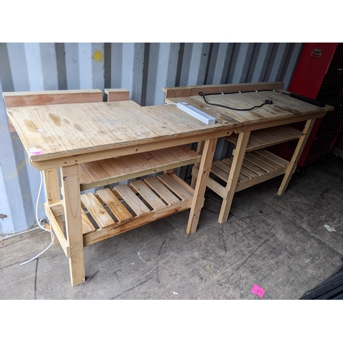 242 - A pair of three tier pine work benches, 91cm h x 117.5cm w
Location: CON