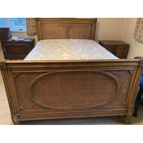 279 - A mid 20th century French Louis XVI style bedframe, headboard, 132cm h x 144cm w
Location: G