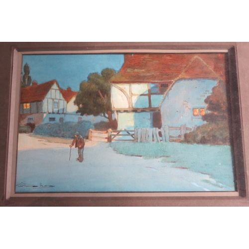 297 - Two Ernest Uden watercolours moonlit Kent village views in the manner of Albert Moulton Foweraker, 1... 