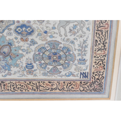 406 - An original watercolour design for An Oriental Persian carpet for Nils Nessim, by Dorothy Huffner, w... 