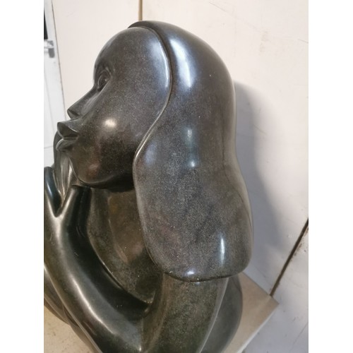 407 - Sylvester Mubayi (1942-2022) Zimbabwean
 'Daydreamer', figural carved and polished shona sculpture, ... 