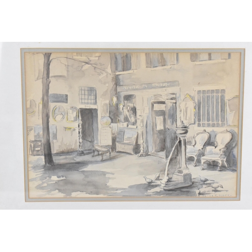 416 - Peter F. Fuller (late 20th century) British
two watercolours, one depicting an antique shop entrance... 