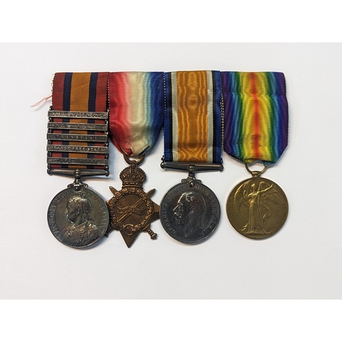 424 - A British late 19th/early 20th century medal bar comprising The Queen's South Africa medal having So... 