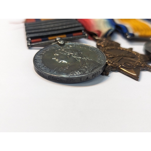 424 - A British late 19th/early 20th century medal bar comprising The Queen's South Africa medal having So... 