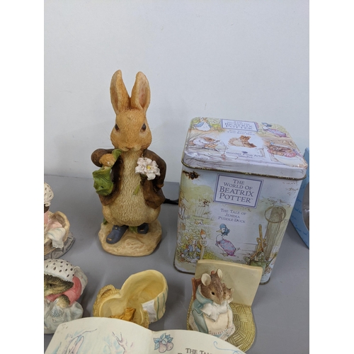 372 - A collection of Beatrix Potter related items to include a boxed Peter Rabbit Bonder Mrs Tiggywinkle ... 