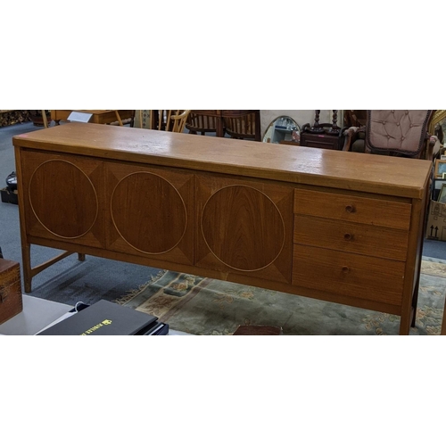 377 - A Nathan teak sideboard with twin doors, a all front and three drawers, 75cm x 120cm
Location: A3F