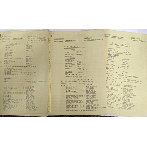 357 - Group of five Top of the Pops camera scripts circa 1980 comprising 4 Oct '88, 22 Nov '88, 25 Dec '88... 