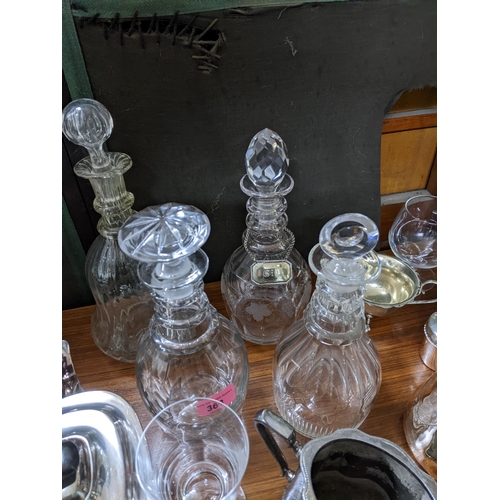 363 - A quantity of silver plate and glassware to include a late Georgian neo-Classical cut glass decanter... 