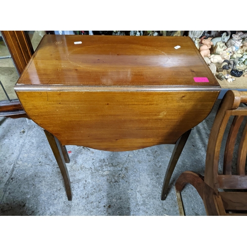 379 - An Edwardian inlaid mahogany Pembroke table of small proportions, rectangular top with moulded edge,... 