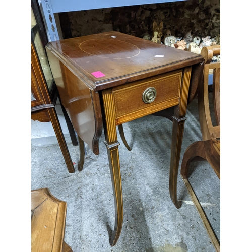 379 - An Edwardian inlaid mahogany Pembroke table of small proportions, rectangular top with moulded edge,... 