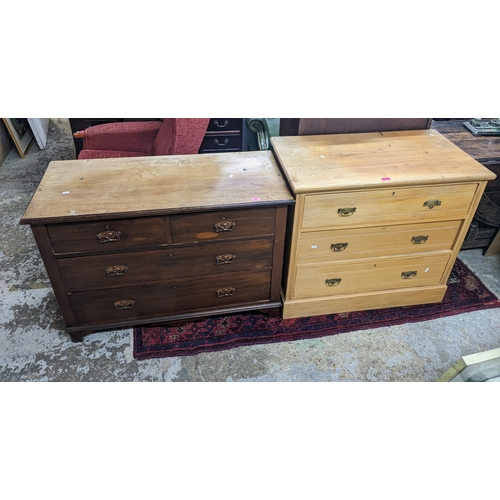 447 - Two early 20th century chests of drawers, each converted from dressing tables, one in satinwood, the... 