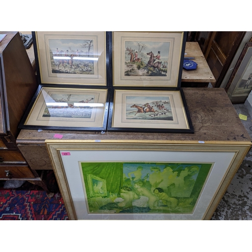 478 - A lot to include a William Russel Flint signed Frost and Reed print of naked woman in an interior sc... 