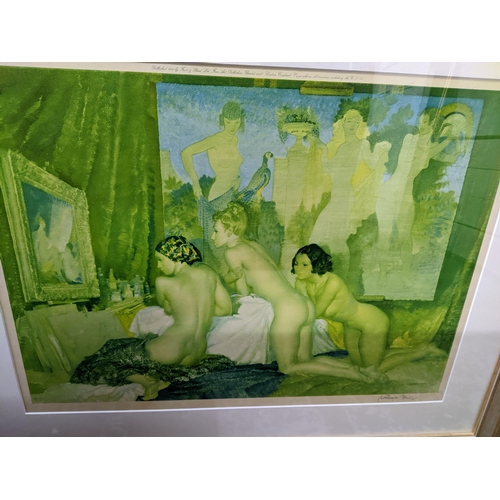 478 - A lot to include a William Russel Flint signed Frost and Reed print of naked woman in an interior sc... 