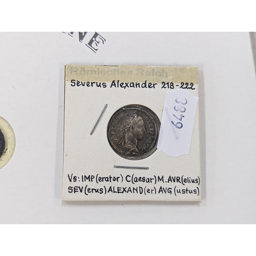 498 - Roman Empire - Severus Alexander (222 - 235) silver denarius, together with one other Bronze Roman e... 