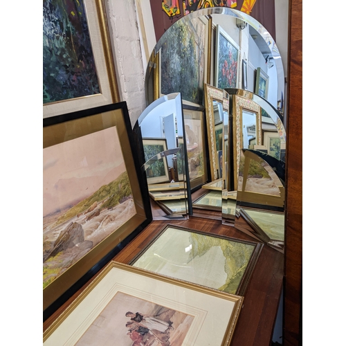 502 - Prints, mirrors and books to include William Russel Flint The Jubilee Exhibition The Golden Years by... 