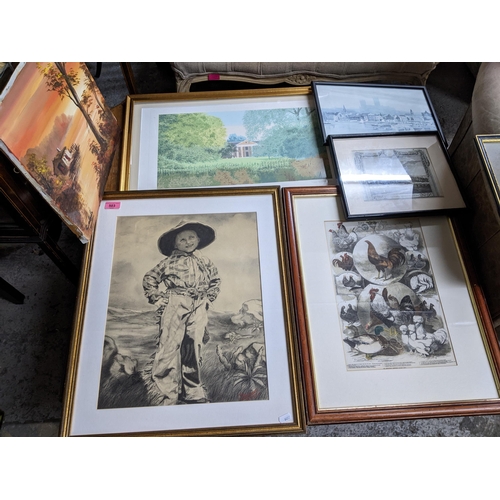 503 - A mixed lot of mainly framed and glazed pictures to include The East London Hospital for Children, a... 