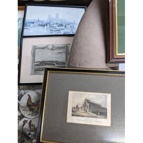 503 - A mixed lot of mainly framed and glazed pictures to include The East London Hospital for Children, a... 