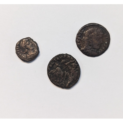 326 - Roman Coinage - A group of three bronze coins to include a Constantius II (337-361) Mairorina style ... 