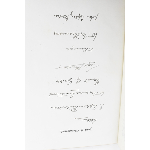 196 - An early 20th century tooled leather bound commemorative book, to honour the fifty year service of M... 