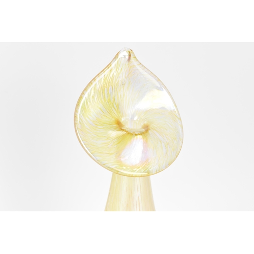 201 - A Studio glass jack in the pulpit vase, with yellow iridescent elongated baluster body, the undersid... 