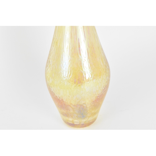 201 - A Studio glass jack in the pulpit vase, with yellow iridescent elongated baluster body, the undersid... 