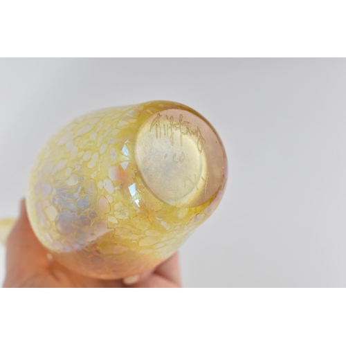 201 - A Studio glass jack in the pulpit vase, with yellow iridescent elongated baluster body, the undersid... 