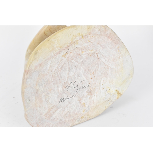 203 - Two African soapstone figural sculptures, one modelled as a man holding his foot to his head, the ot... 