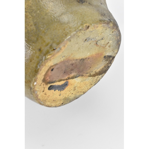 209 - A German salt-glazed stoneware flagon, with engraved and blue painted fish to the front, 41 cm high ... 