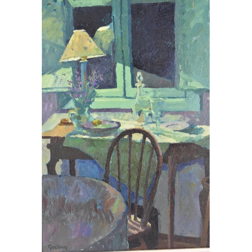 211 - Annabel Gosling (b. 1942) British
'Evening Interior, Spain', oil on canvas, signed lower left, 45 cm... 